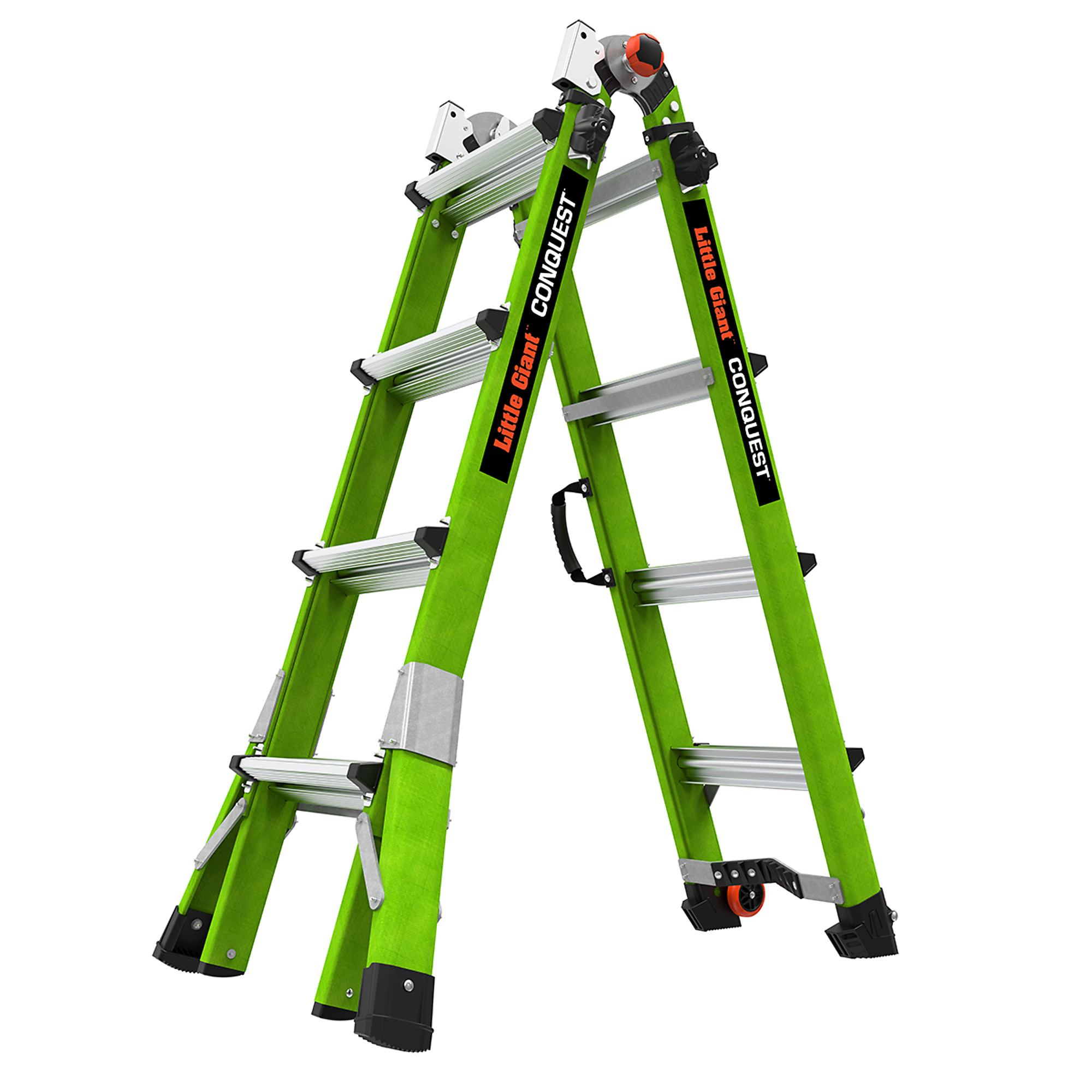 Little Giant Conquest Multi-Position Ladder - 17ft., Fiberglass, 300-Lb. Capacity, Type 1A, Tip & Glide Wheels, Model# 17117-001